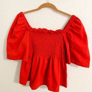 H&M Red Smocked Top